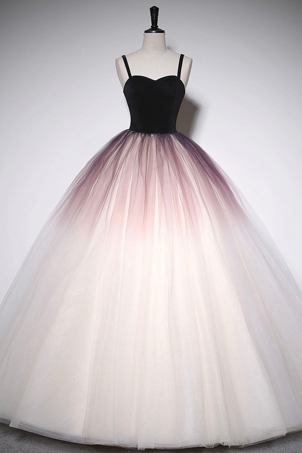 Lovely Gradient Tulle Floor Length Prom Dress, Spaghetti Strap Formal Evening Dress