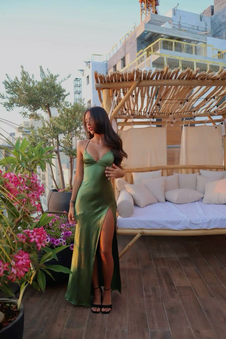 Trajes de fiesta ajustados con tirantes finos verdes, vestido de gala formal