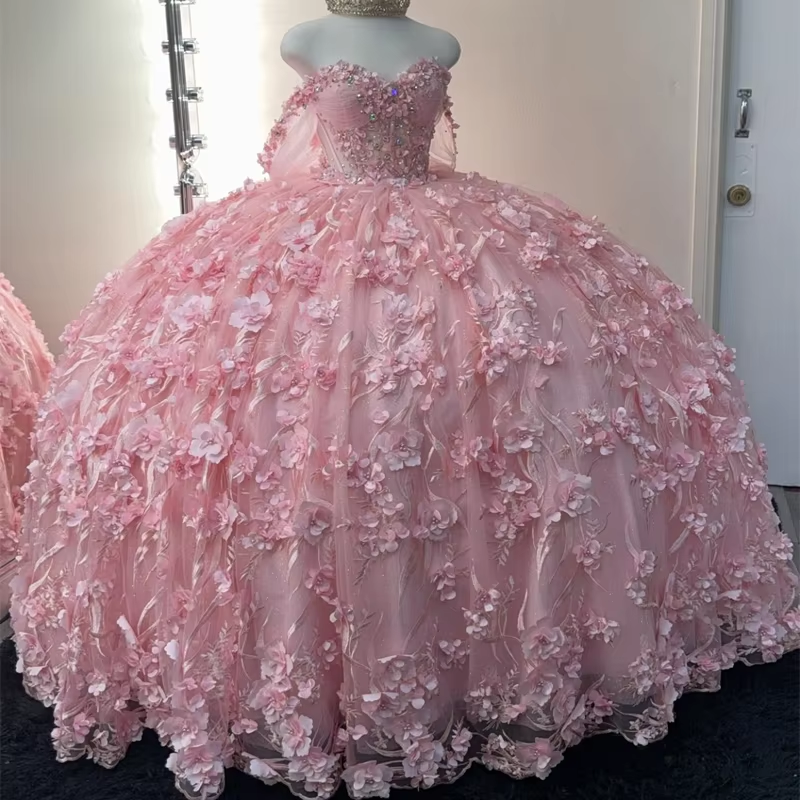 Off the shoulder quinceanera dress for girls birthday party prom dresses sweet 16 dresses pink fg7365