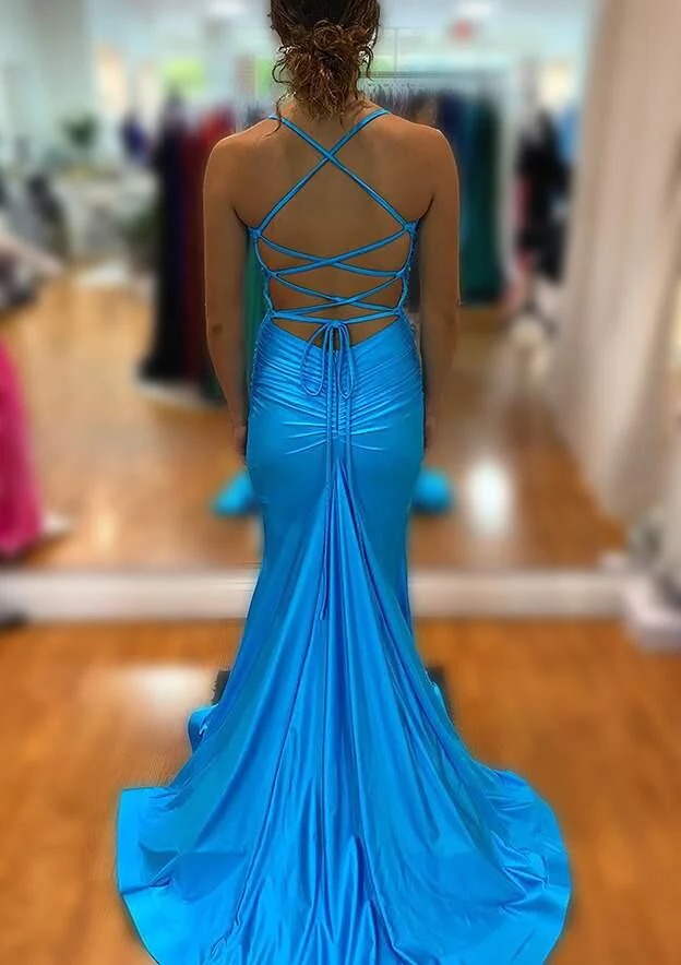 Elegant Blue V Neck Prom Dress With Split,Blue Formal Dress cg25071