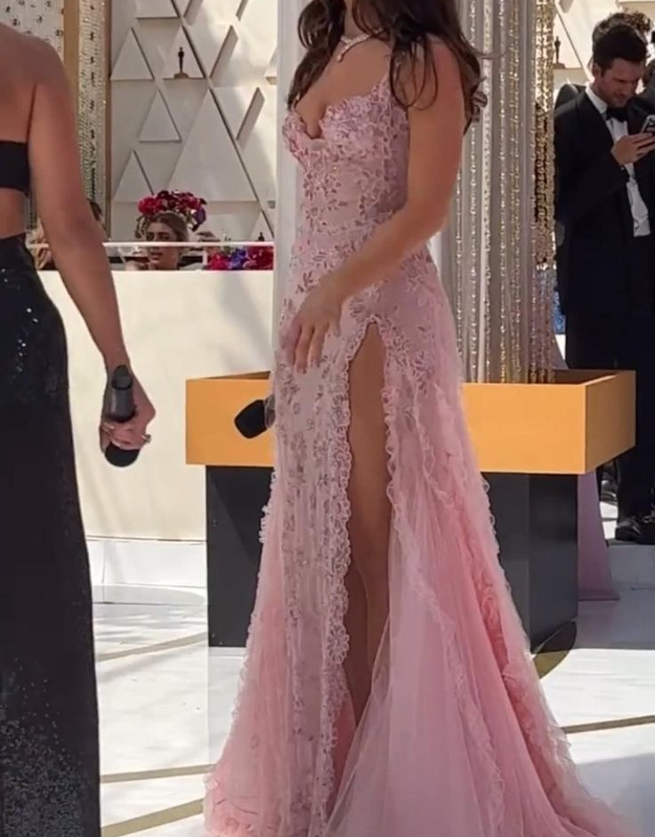 A line Pink Long Prom Dresses Party Evening Gowns fg3090