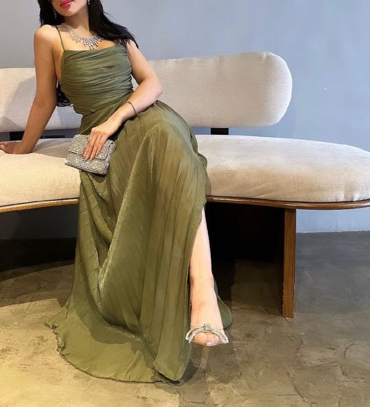 Vestidos de fiesta largos de corte A en color verde, vestidos formales para ocasiones especiales