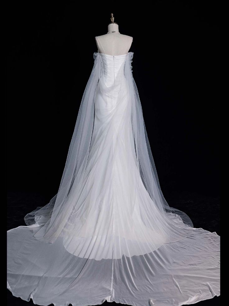 White Mermaid Long Sleeve Wedding Dress cg25055