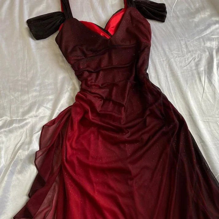 Vestido de fiesta vintage de gasa brillante con cuentas, largo, para graduación, noche, TP4399