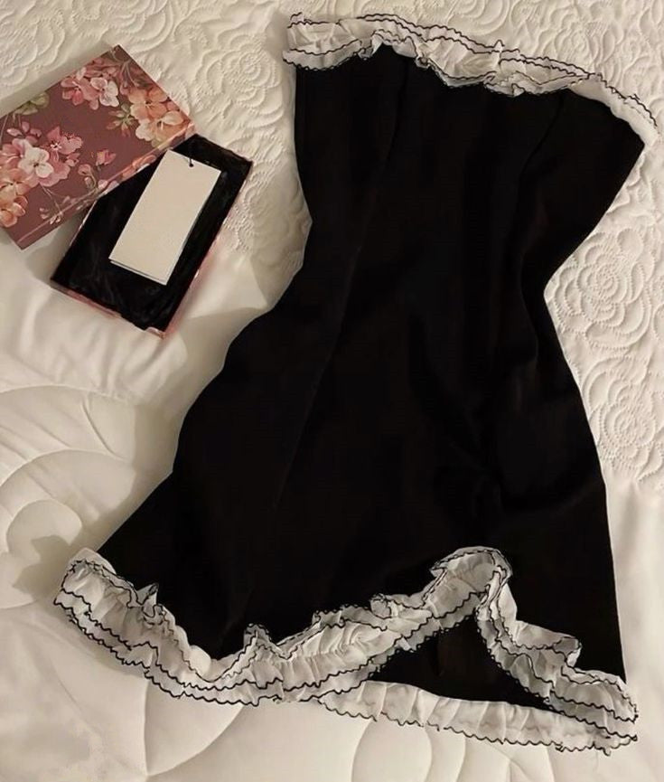 Black mini dress with lace, Birthday Outfits Homecoming Dress fg6968