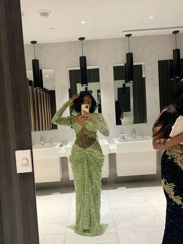 Green Long Prom Dresses Mermaid Evening Dress fg7082