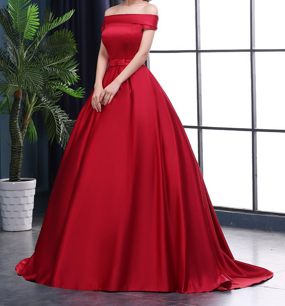 Elegant satin long prom dress,evening dress,cheap prom dresses 7682