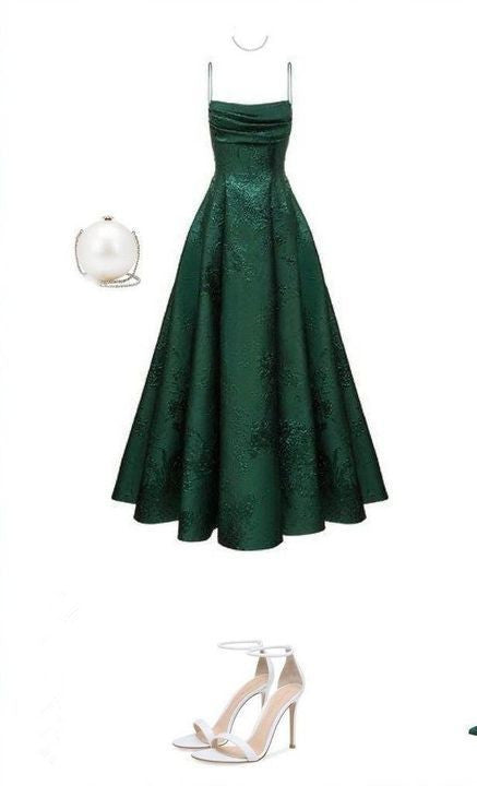 Emerald Green Spaghetti Straps Prom Dress A-line Evening Dress cg24974
