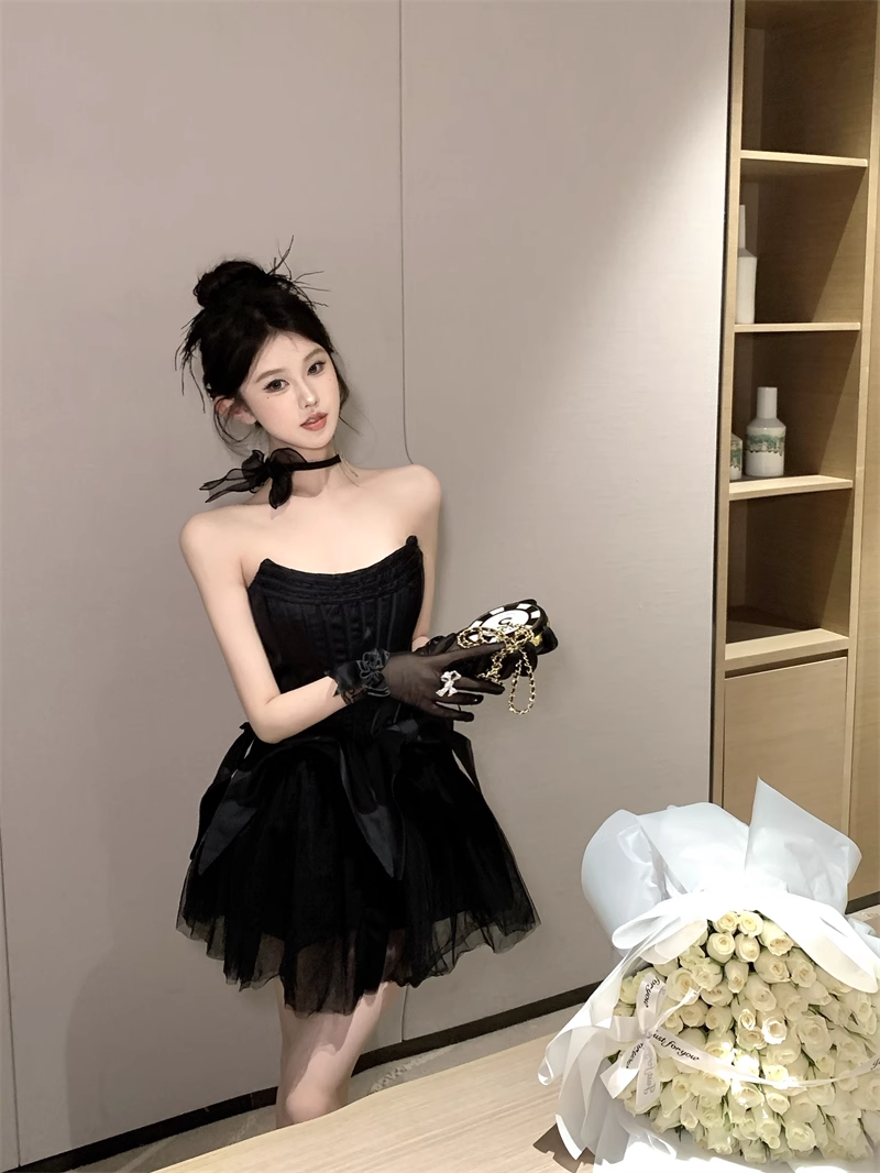 Vintage Tulle Design A-line Corset Strapless Homecoming Dress TP3683