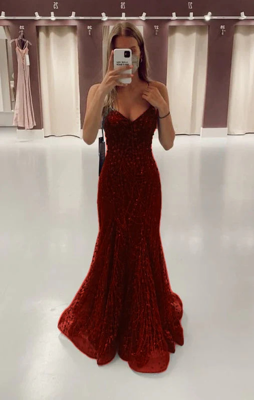 Green Long Mermaid Prom Dresses Formal Evening Gowns fg3165