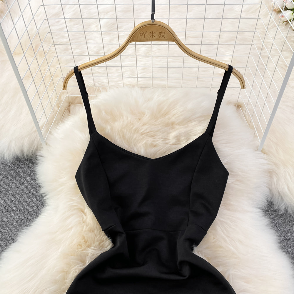 Sleeveless diamond studded tassel irregular Hip Wrap short dress 11153