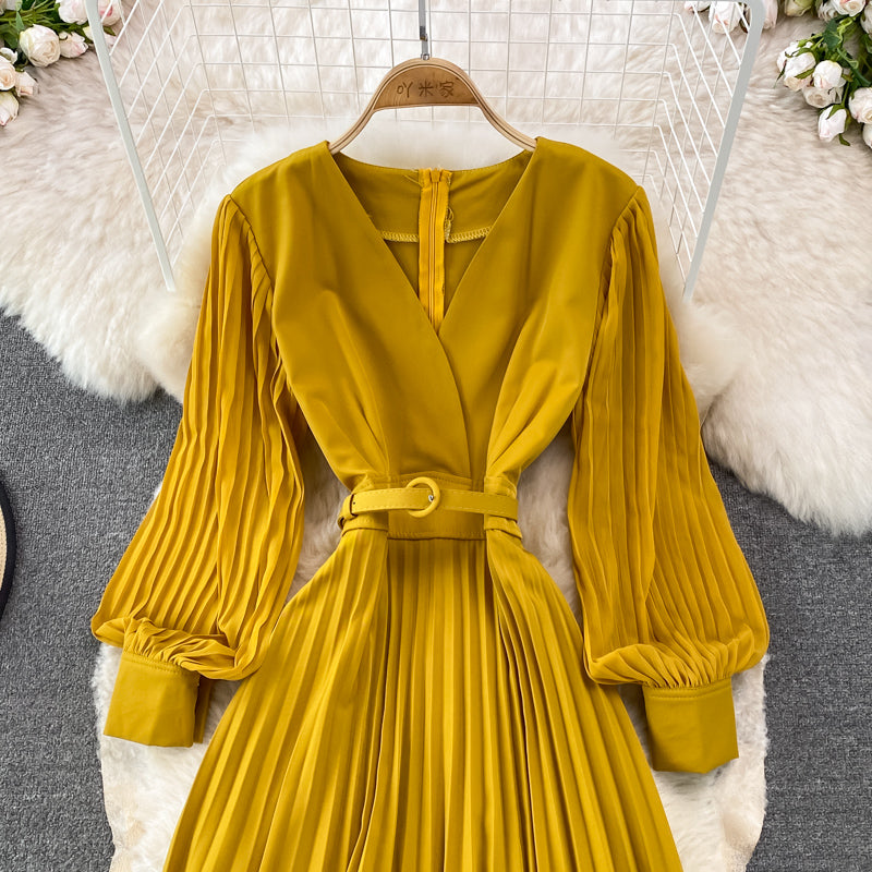 Elegant V Neck Long Sleeve Dress A Line Fashion Dress 10913
