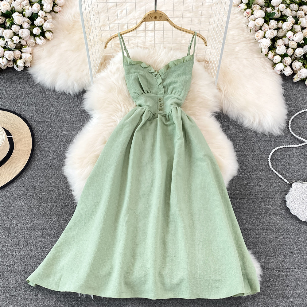 Fashion V-neck sleeveless backless suspender dress 11116
