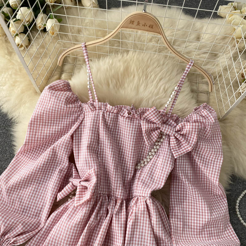 Cute Plaid Long Sleeve Dress Fashion Dress 10907