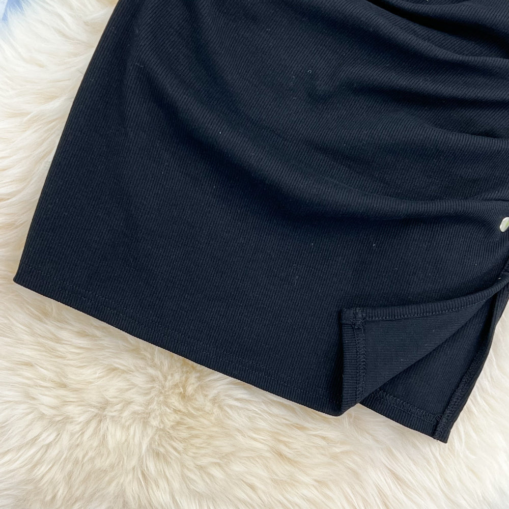 Versatile split hip short skirt women's sexy slim A-line skirt 11272