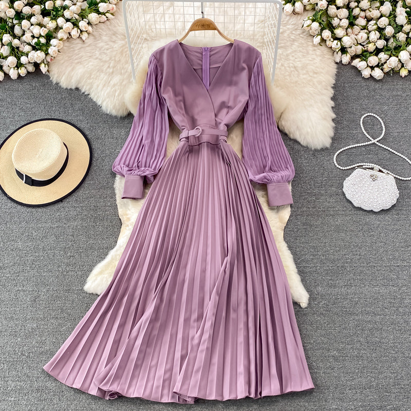 Elegant V Neck Long Sleeve Dress A Line Fashion Dress 10913