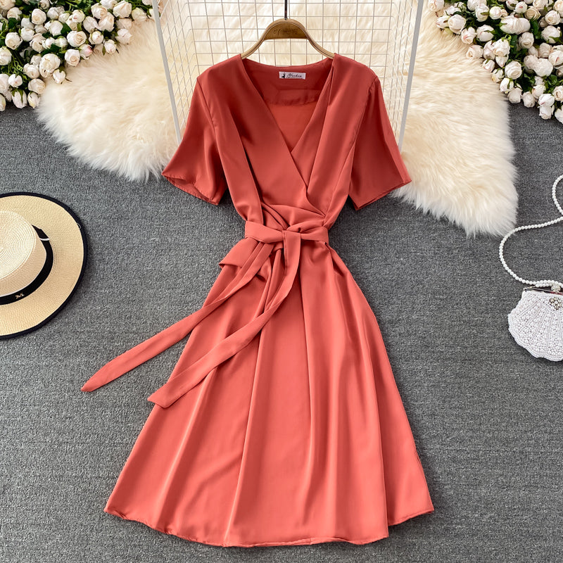 Simple V Neck Short Dress Fashion Dress 10865
