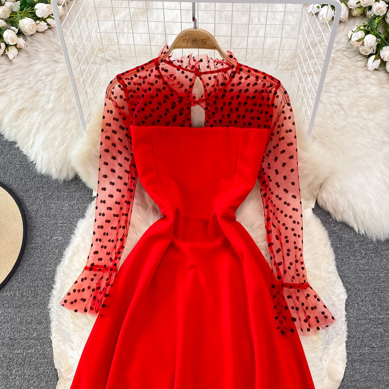 Elegant A Line Long Sleeve Dress See Through Dress 10912