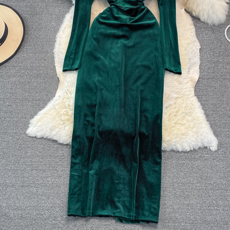 Sexy V Neck Long Sleeve Dress 10949