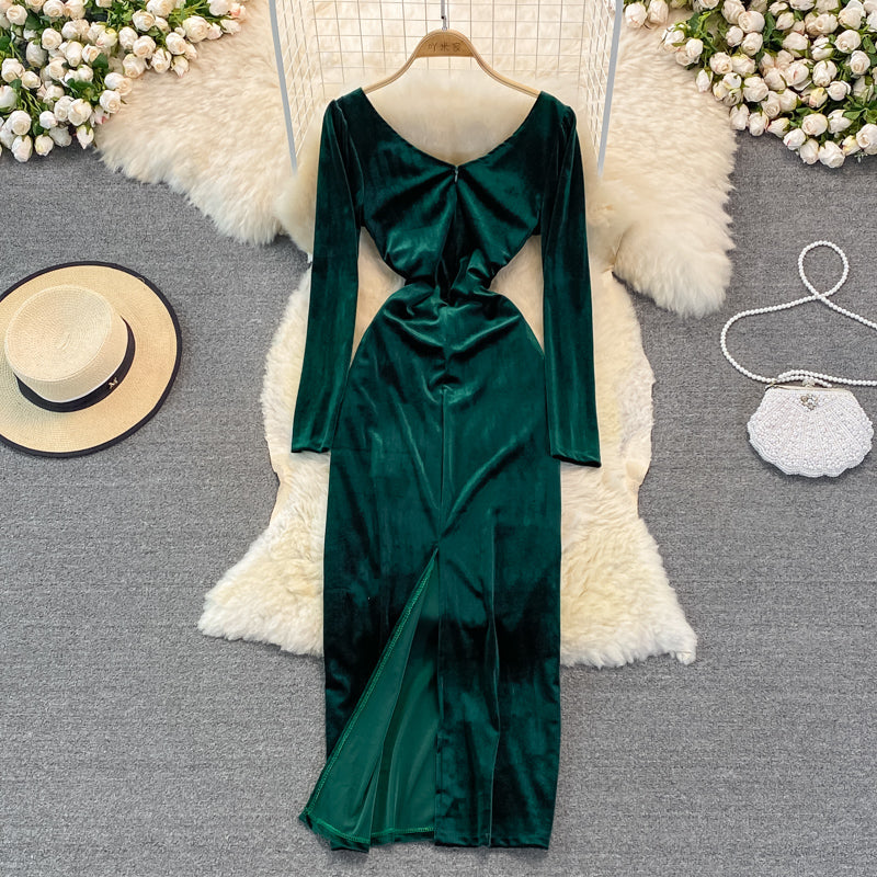 Sexy V Neck Long Sleeve Dress 10949