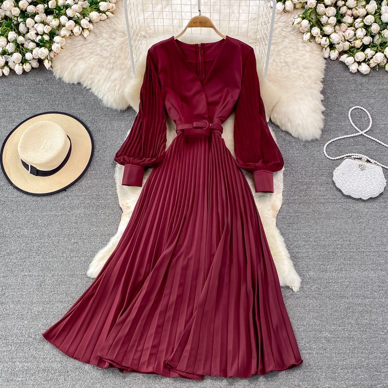 Elegant V Neck Long Sleeve Dress A Line Fashion Dress 10913