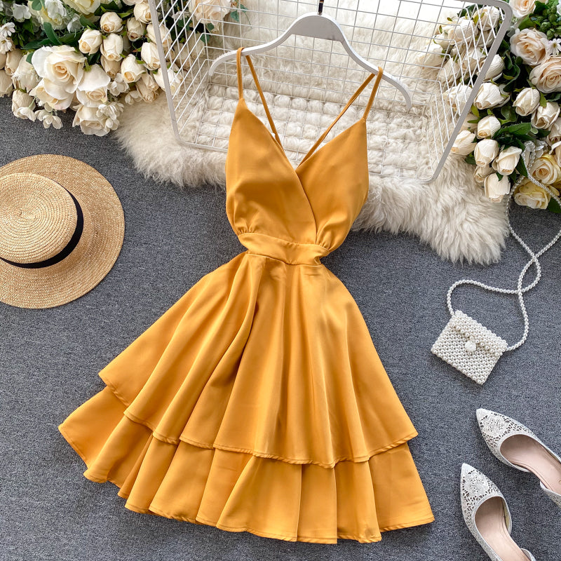 Cute V Neck Short Dress A Line Fashion Dresses 10876