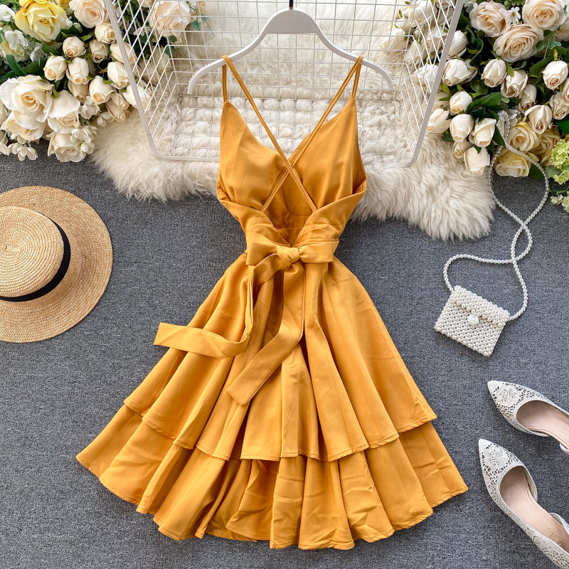 Cute V Neck Short Dress A Line Fashion Dresses 10876