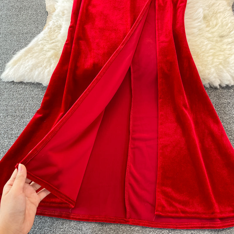 Sexy Velvet Long Dress Fashion Dress 10935