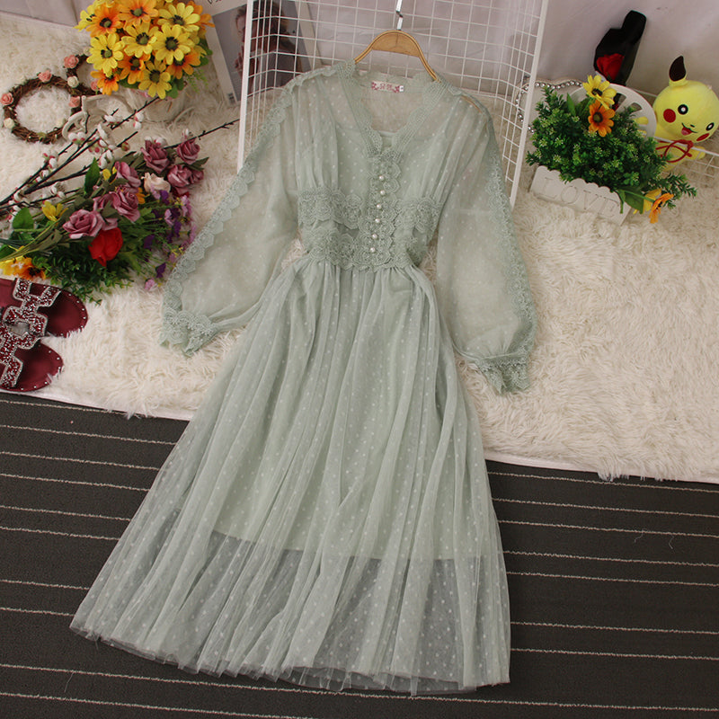 Cute Lace Long Sleeve Dress Fashion Dress 10958