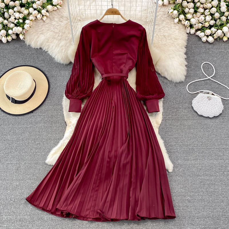 Elegant V Neck Long Sleeve Dress A Line Fashion Dress 10913