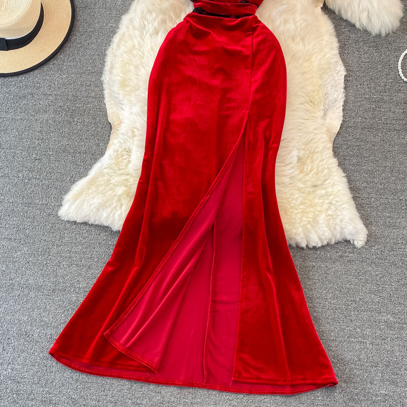 Sexy Velvet Long Dress Fashion Dress 10935