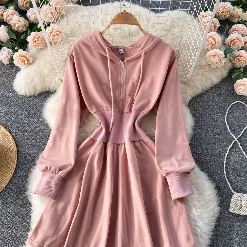 Casual Hooded A Line Dress 10787