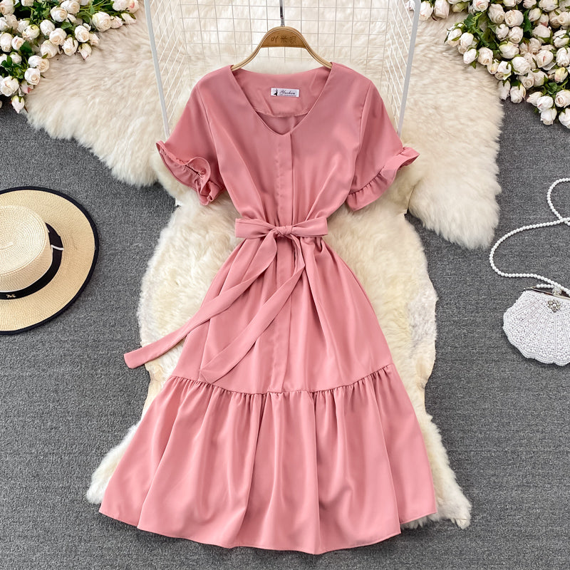 Cute V Neck Short Dress A Line Fashion Dress 10901