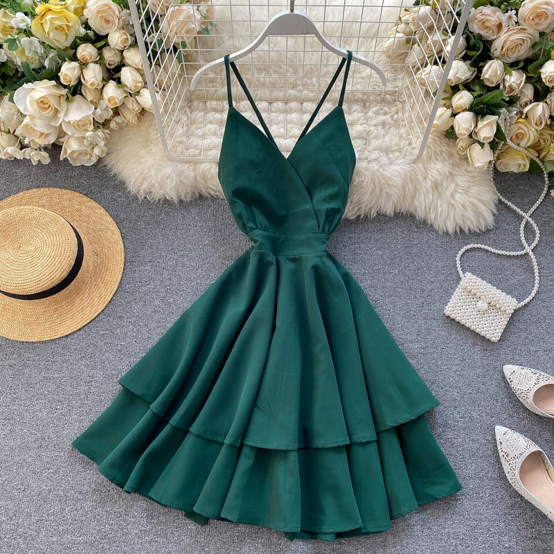 Cute V Neck Short Dress A Line Fashion Dresses 10876