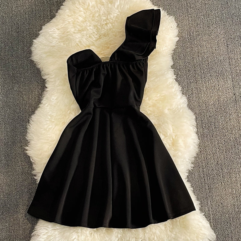Cute A Line Short Dress One Shoulder Dress 10809