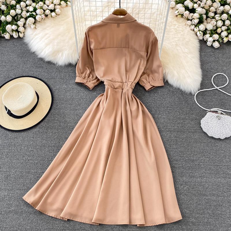 Chic Contrast Color Short-Sleeved Dress 10769