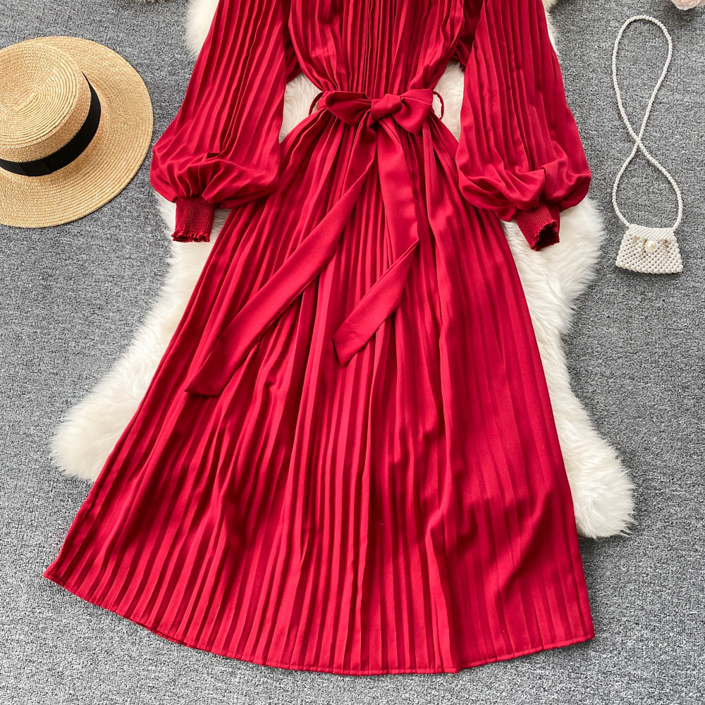 Simple Chiffon Long Sleeve Dress A Line Fashion Dress 10845