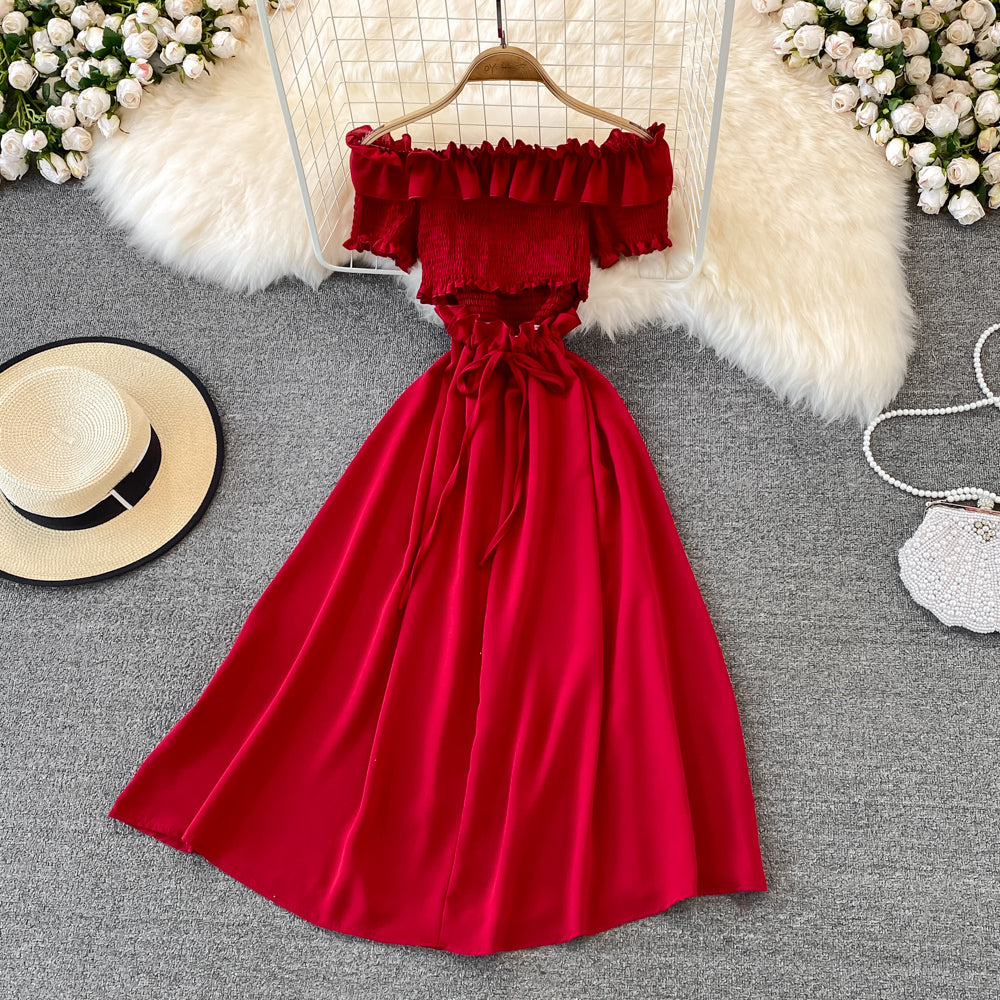 Cute A Line Off Shoulder Dress Short Dress 10723