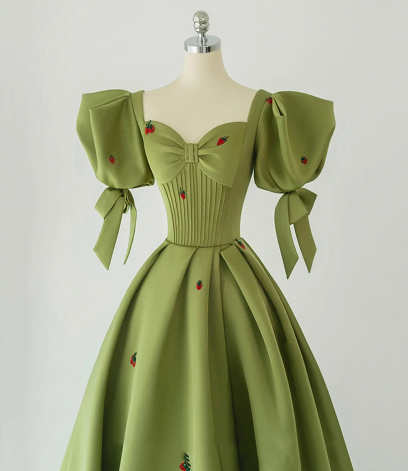 Cute strawberry long prom dress green evening gown 10393
