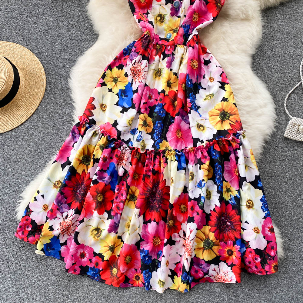 Cute A Line Floral Dress Fashion Dress 10663