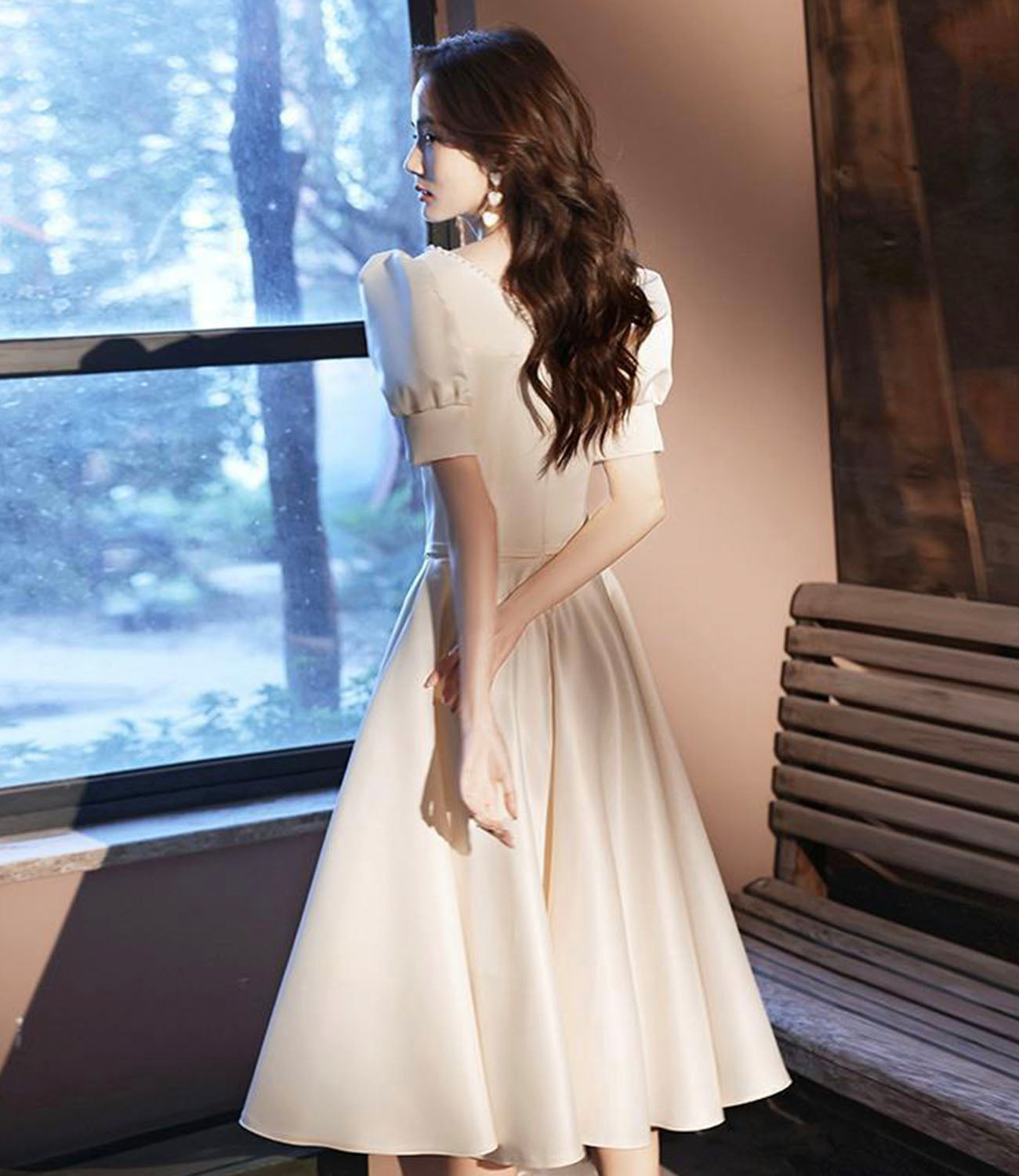 Cute satin short prom dress A line homecoming dress 10447