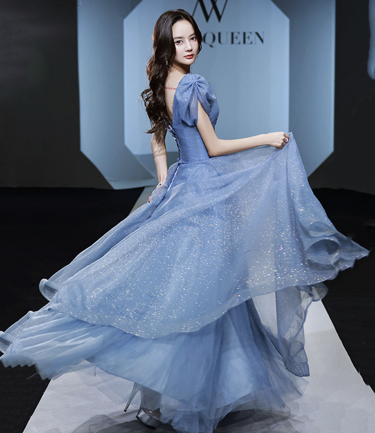 Blue tulle long prom dress blue evening dress 10292