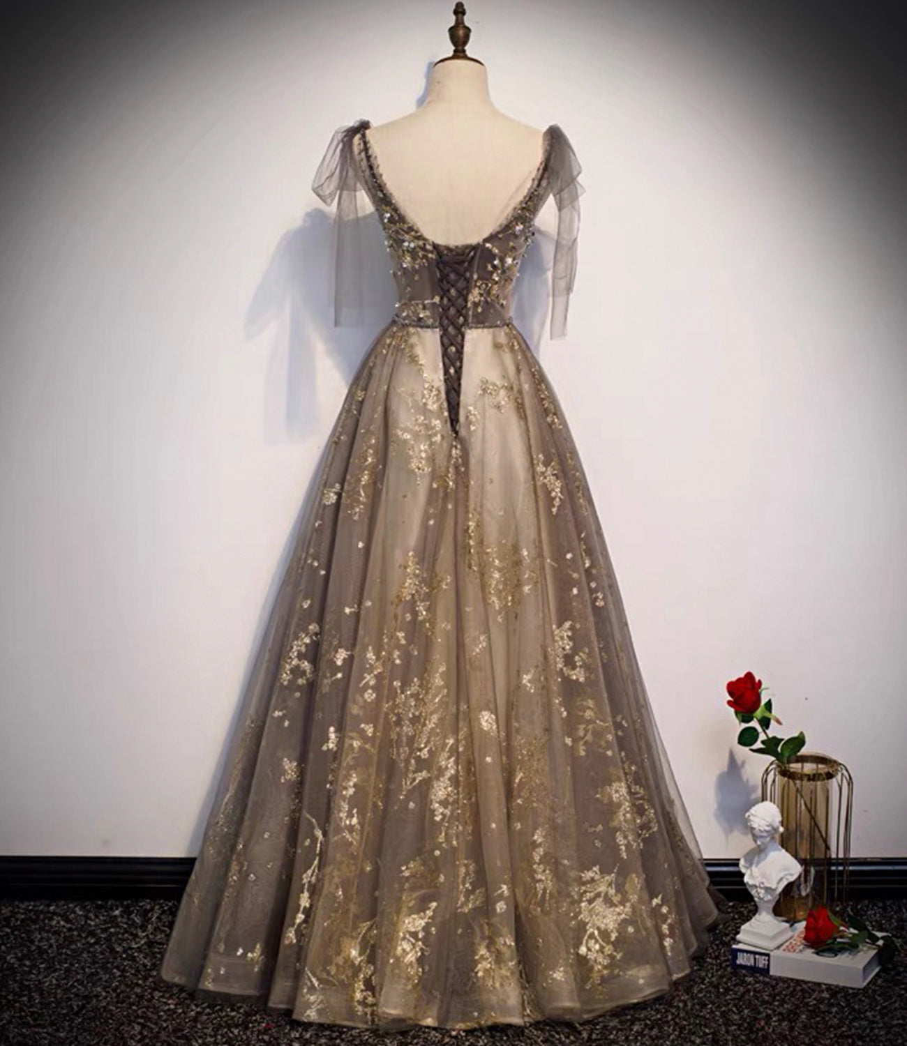 Elegant tulle sequins long prom dress evening gown 10230