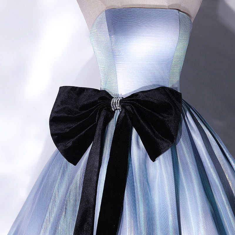 Blue satin long ball gown dress blue evening gown 10186