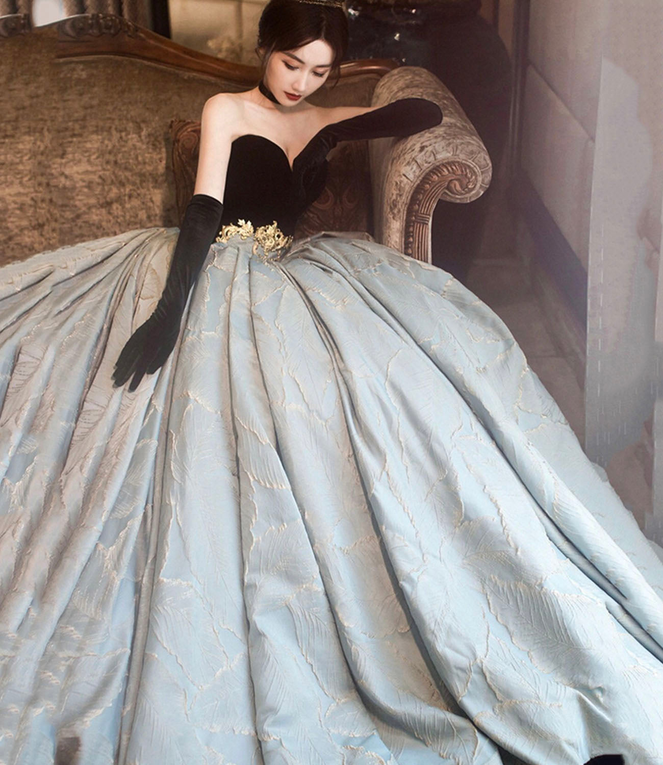 Amazing strapless lace long prom dress formal gown 10202