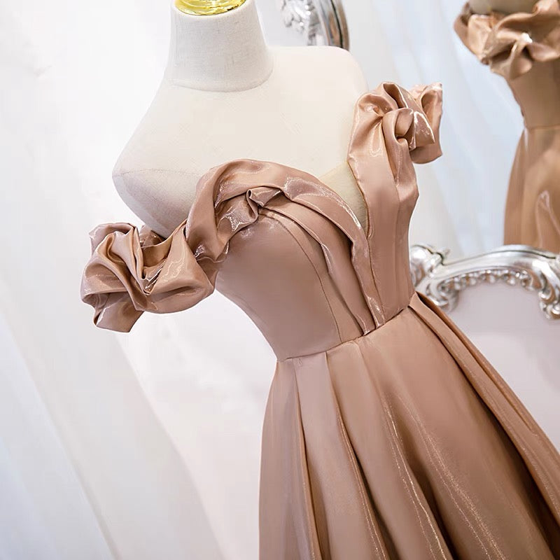 Cute satin long A line prom dress evening gown 10072