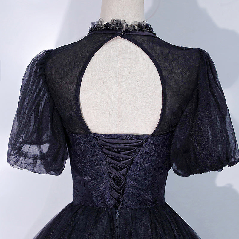 Black tulle lace long ball gown dress formal gown 10061