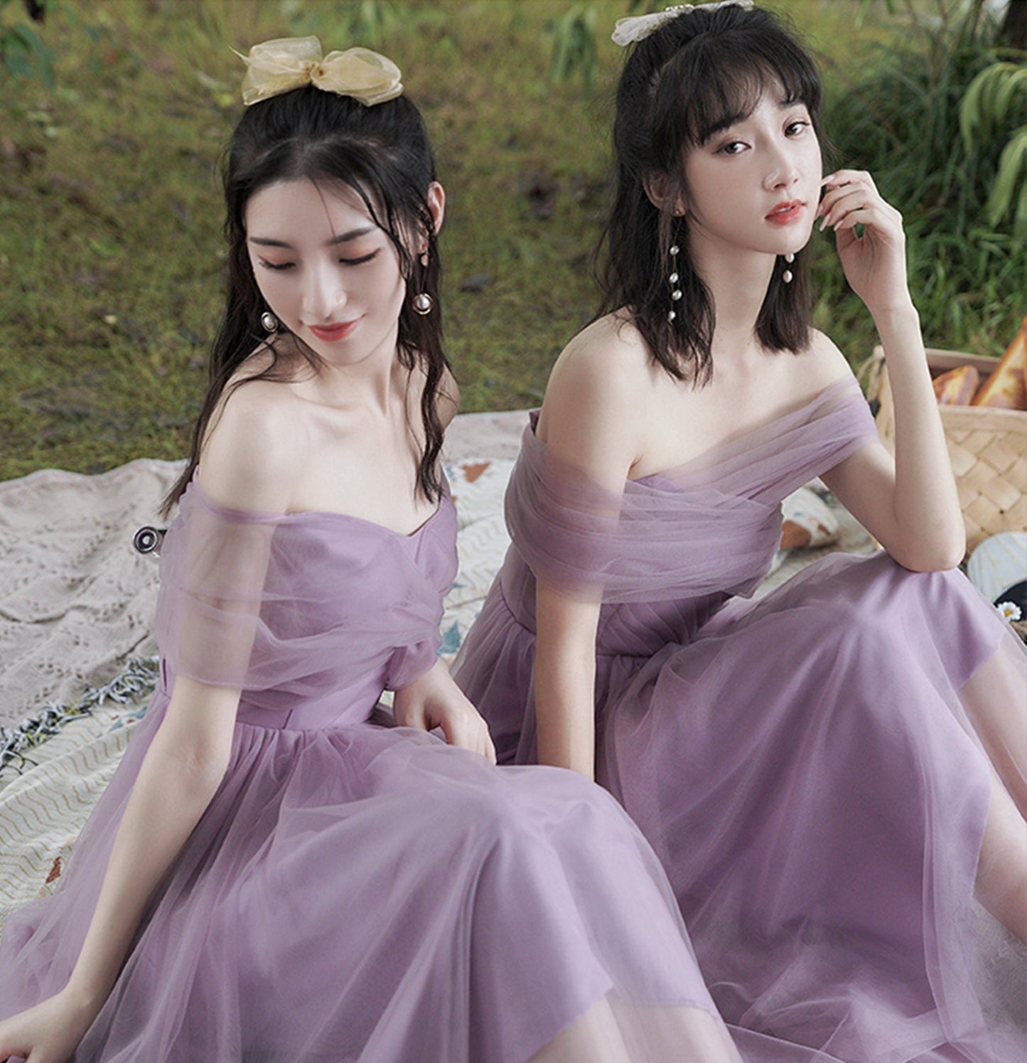 Purple tulle short prom dress party dress 10042