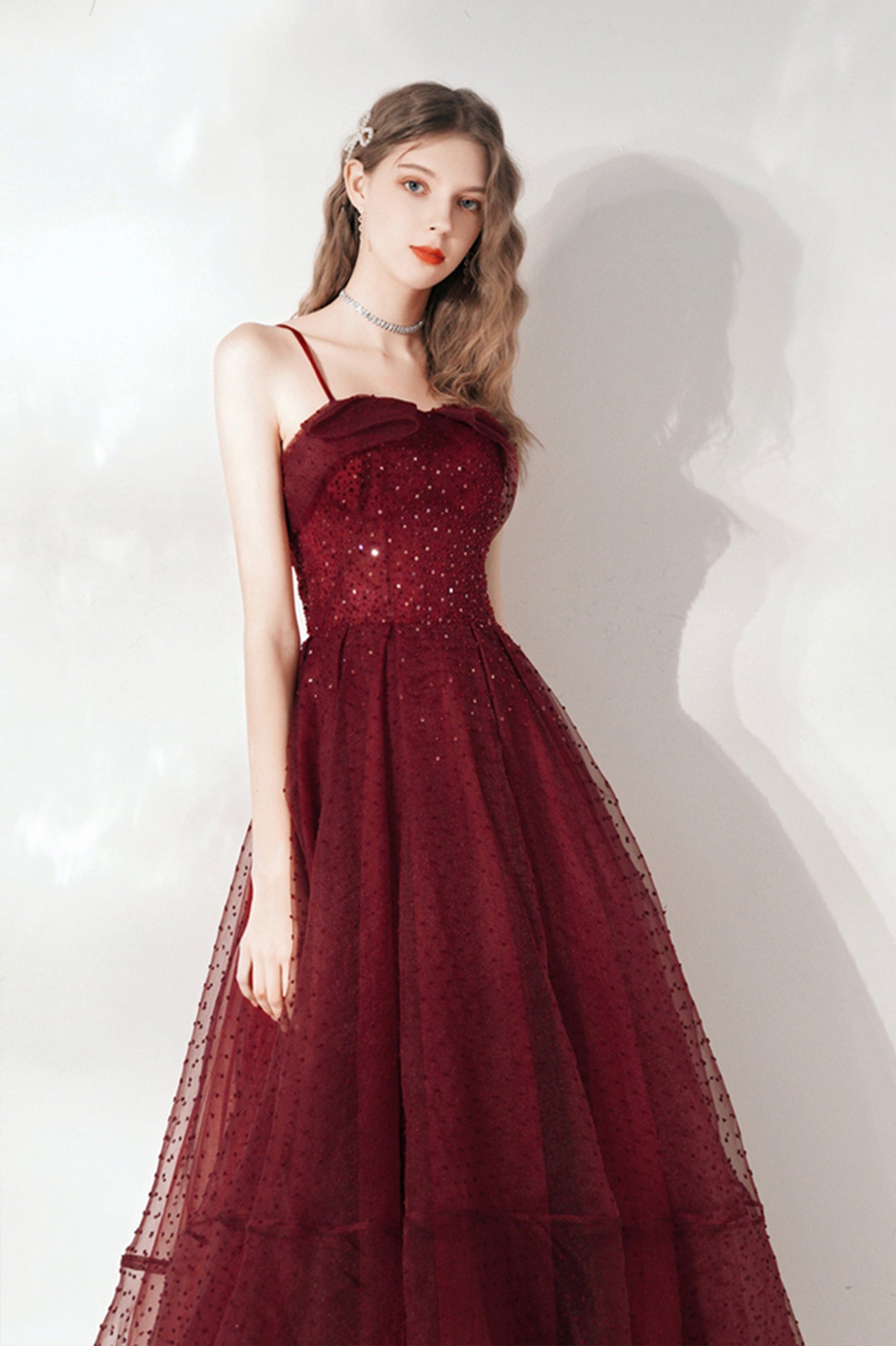 Burgundy Tulle Sequins Short Prom Dress, A-Line Homecoming Party Dress