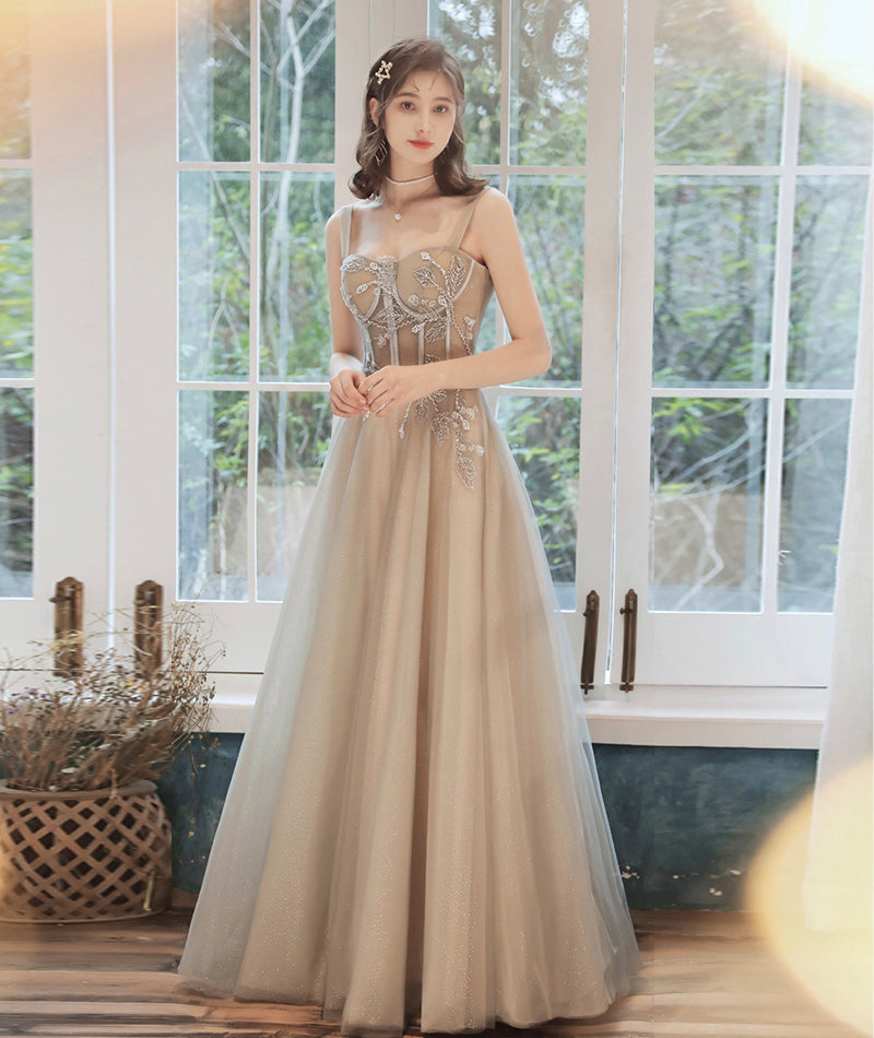 Lovely tulle lace long prom dress evening dress 8486
